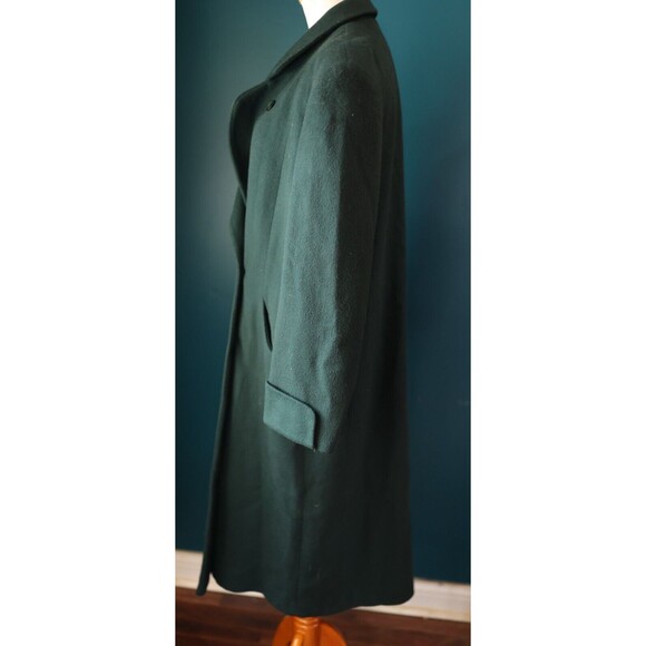 Adolfo Classics Long Wool Pea Trench Emarald Green Dark Academia Coat 10 - Picture 11 of 15